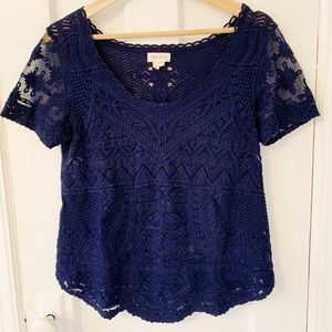 💙SOLD💙Anthropologie Embroidered Short Sleeved Top